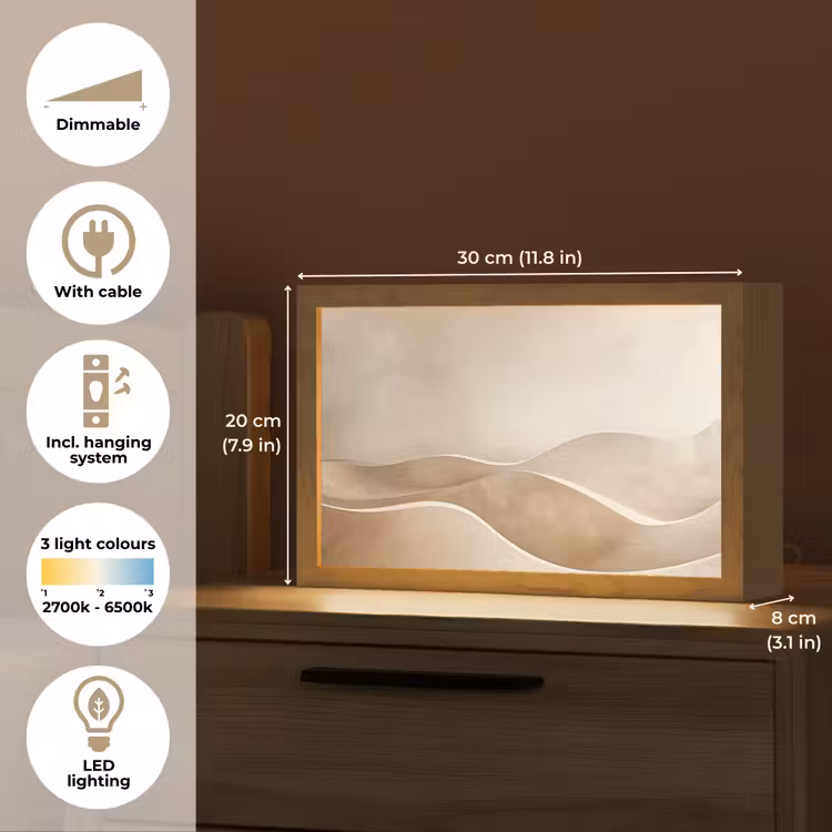 Beige - Natuur - Abstract - Modern Light Box met kabel (Tafellamp) klein -USP_EN