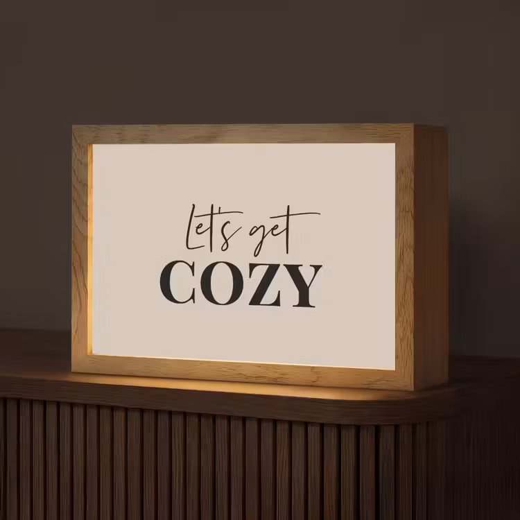 Beige - Winter - Quote - Cozy Light Box met kabel (Tafellamp) klein -z3d_website
