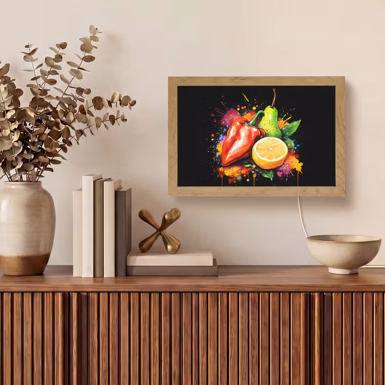 Paprika - Peer - Citroen - Graffiti - Verf - Abstract Light Box met kabel (Tafellamp) klein -sfeer2