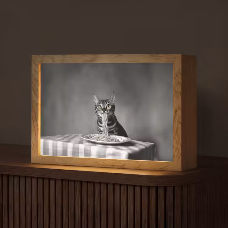 Bengaal - Kat - Tafelkleed - Zwart - Wit - Dier Light Box met kabel (Tafellamp) klein -z3d_website