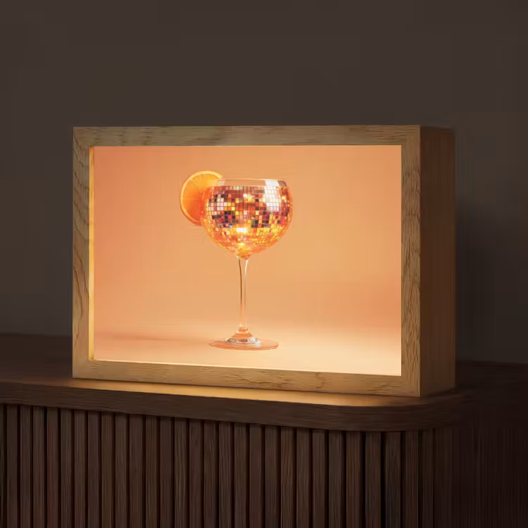 Drank - Oranje - Glitter - Disco Light Box met kabel (Tafellamp) klein -z3d_website