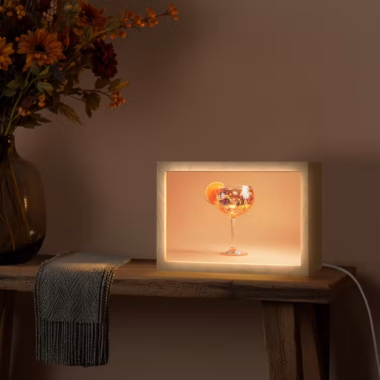 Drank - Oranje - Glitter - Disco Light Box met kabel (Tafellamp) klein -sfeer4