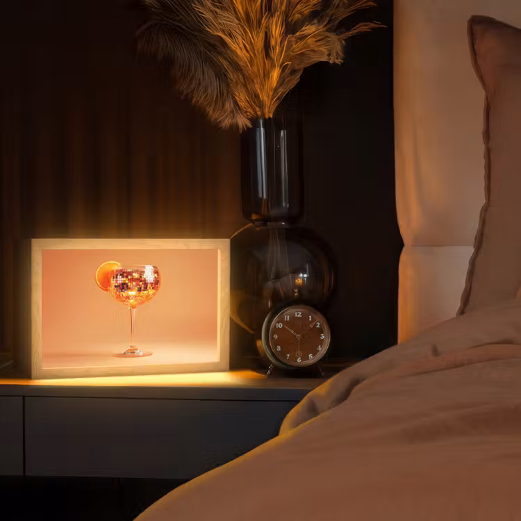 Drank - Oranje - Glitter - Disco Light Box met kabel (Tafellamp) klein -sfeer1