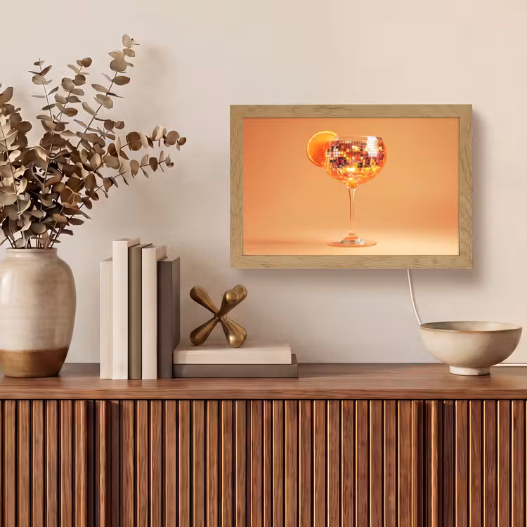 Drank - Oranje - Glitter - Disco Light Box met kabel (Tafellamp) klein -sfeer2