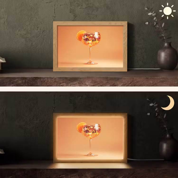 Drank - Oranje - Glitter - Disco Light Box met kabel (Tafellamp) klein -sfeer3