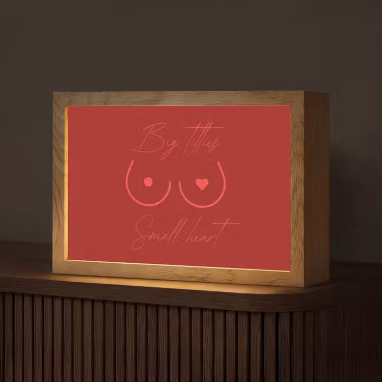 Big titties small heart - Rood - Hart Light Box met kabel (Tafellamp) klein -z3d_website