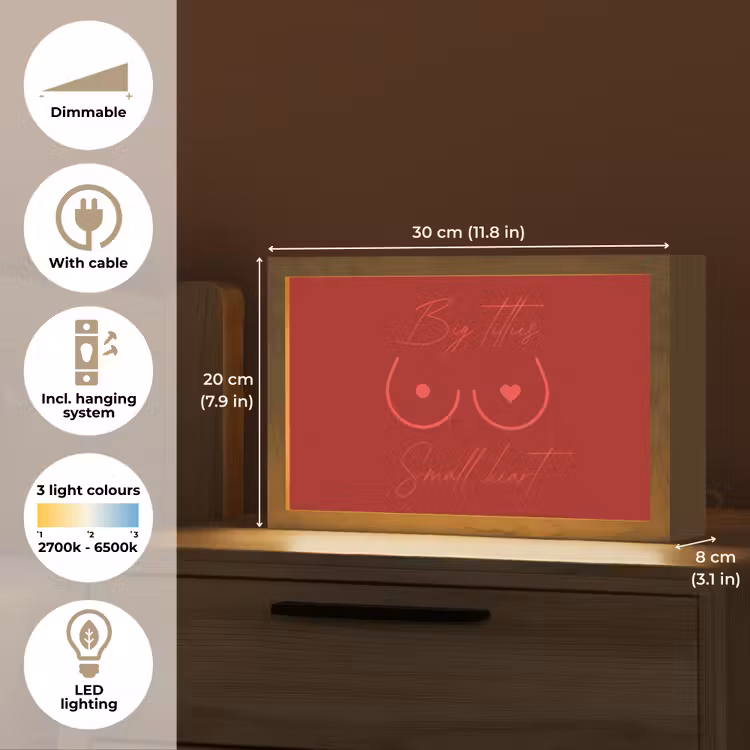 Big titties small heart - Rood - Hart Light Box met kabel (Tafellamp) klein -USP_EN