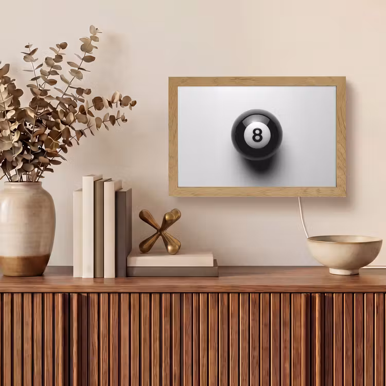 Biljartbal - Getal - Acht - Wit Light Box met kabel (Tafellamp) klein -sfeer2