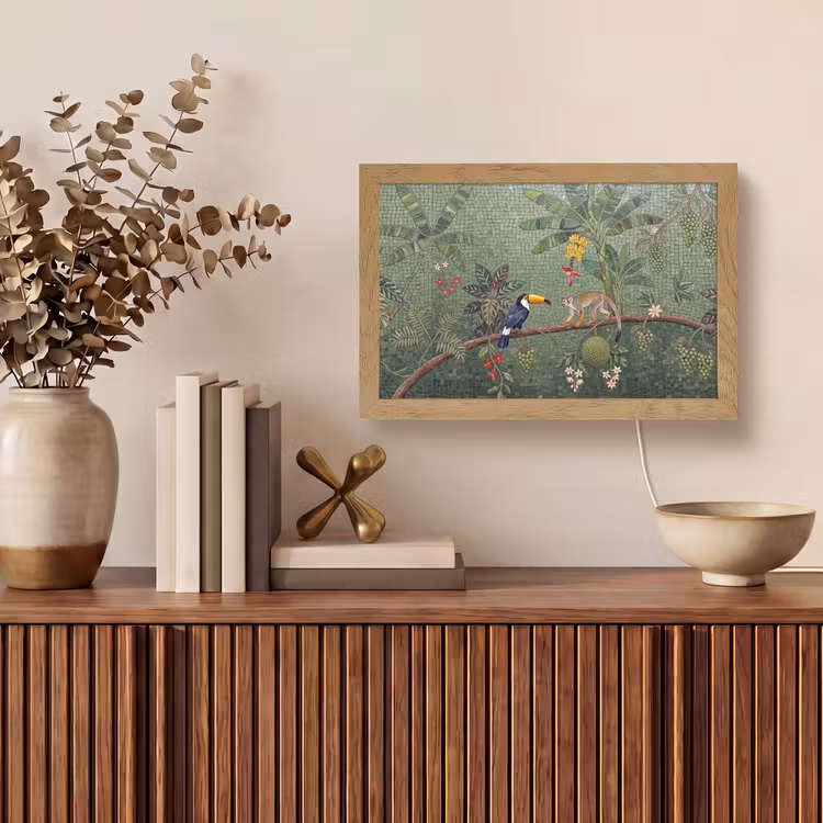 Vogel - Dier - Jungle - Mozaïek - Natuur Light Box met kabel (Tafellamp) klein -sfeer2