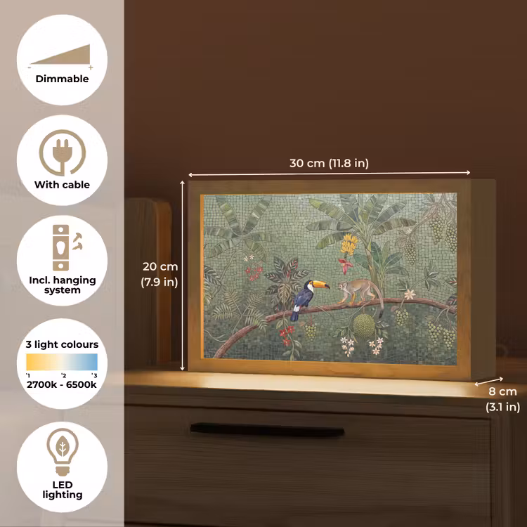 Vogel - Dier - Jungle - Mozaïek - Natuur Light Box met kabel (Tafellamp) klein -USP_EN