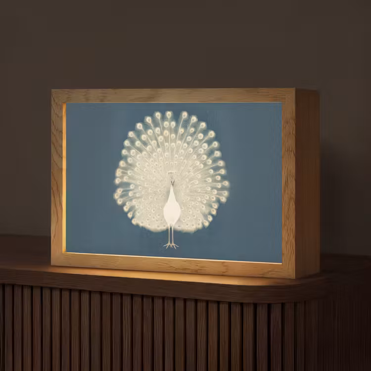 Vogel - Blauw - Vintage Light Box met kabel (Tafellamp) klein -z3d_website