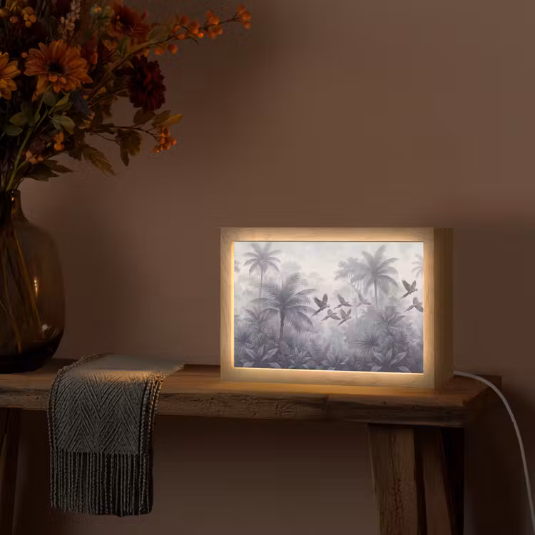 Vogel - Vliegend - Jungle - Vintage - Dieren Light Box met kabel (Tafellamp) klein -sfeer4
