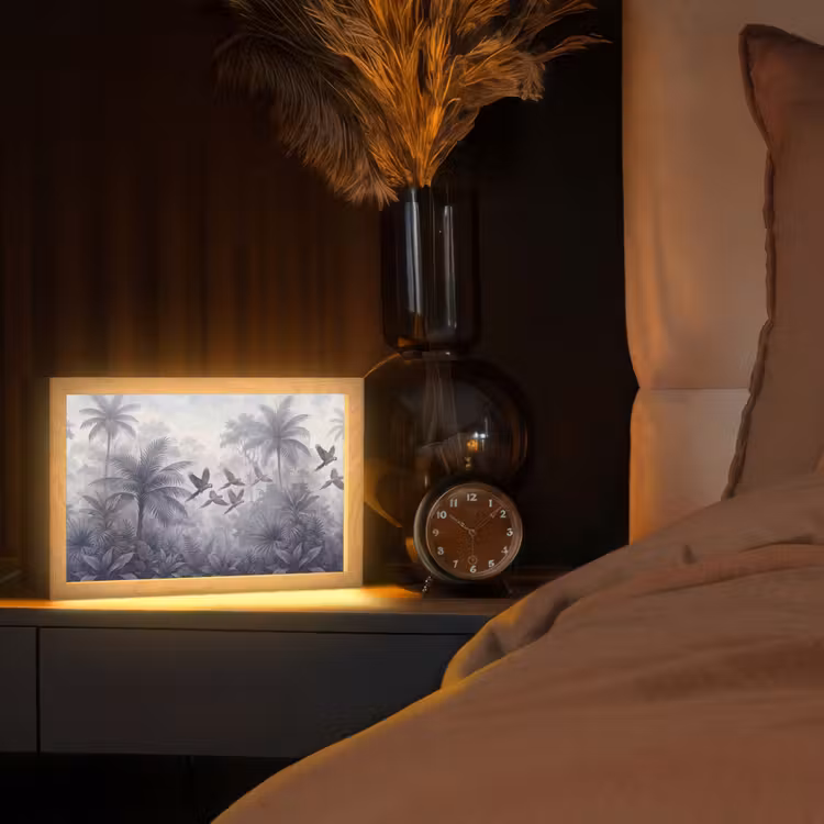 Vogel - Vliegend - Jungle - Vintage - Dieren Light Box met kabel (Tafellamp) klein -sfeer1
