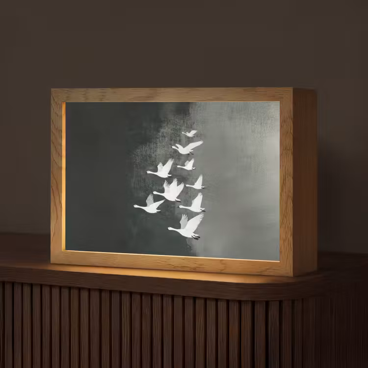 Vogel - Japandi - Groen Light Box met kabel (Tafellamp) klein -z3d_website