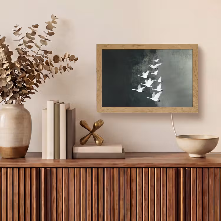 Vogel - Japandi - Groen Light Box met kabel (Tafellamp) klein -sfeer2