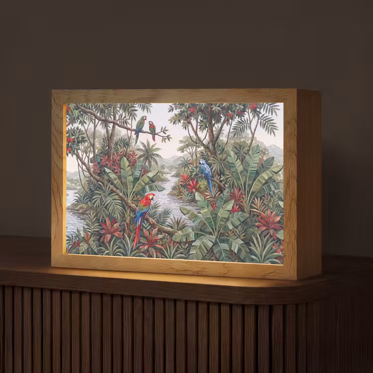 Vogel - Jungle - Natuur - Mozaïek - Groen Light Box met kabel (Tafellamp) klein -z3d_website