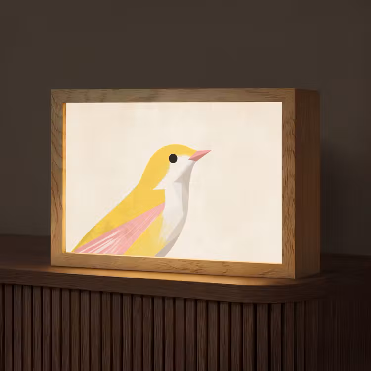 Vogel - Minimalistisch - Geel Light Box met kabel (Tafellamp) klein -z3d_website