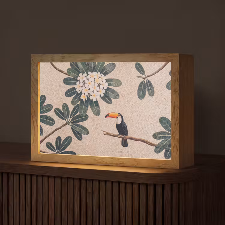 Vogel - Mozaïek - Tropisch - Natuur - Kleurrijk Light Box met kabel (Tafellamp) klein -z3d_website