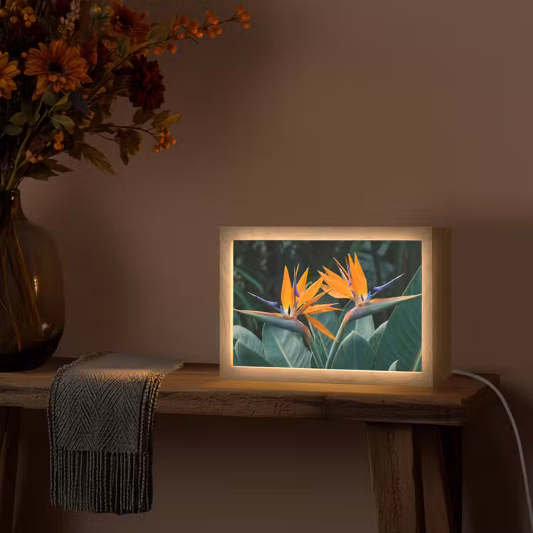 Paradijsvogel - Bloem - Exotisch Light Box met kabel (Tafellamp) klein -sfeer4