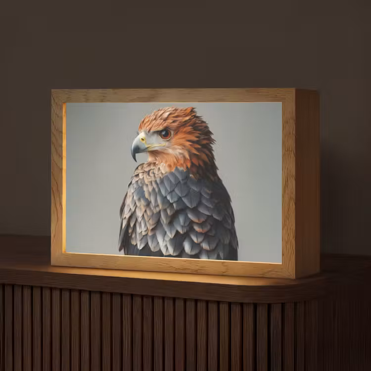Vogel - Realistisch - Veren - Bruin Light Box met kabel (Tafellamp) klein -z3d_website