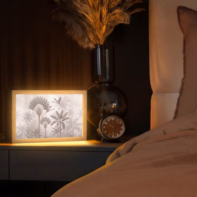 Vogel - Tropisch - Jungle - Natuur - Beige Light Box met kabel (Tafellamp) klein -sfeer1