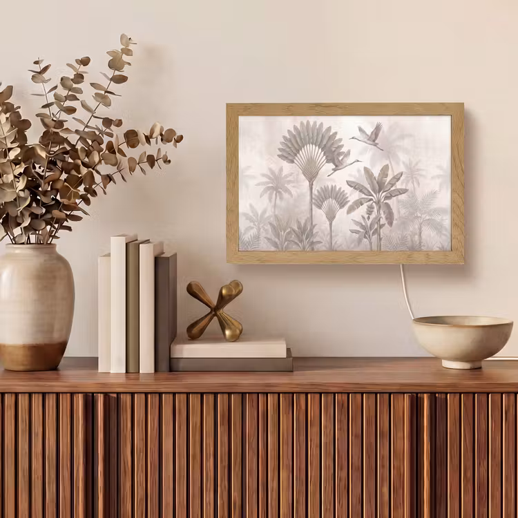 Vogel - Tropisch - Jungle - Natuur - Beige Light Box met kabel (Tafellamp) klein -sfeer2