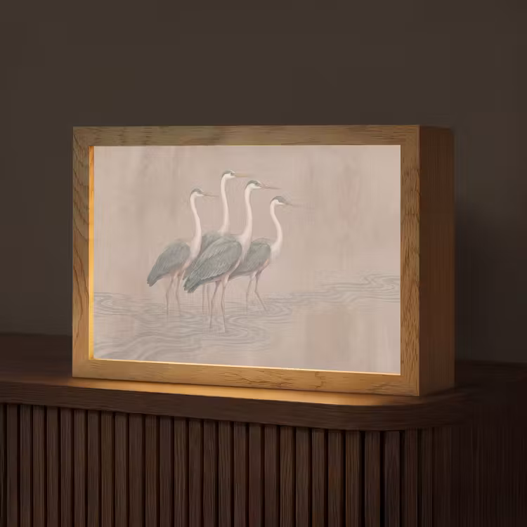 Vogel - Water - Natuur - Vintage Light Box met kabel (Tafellamp) klein -z3d_website