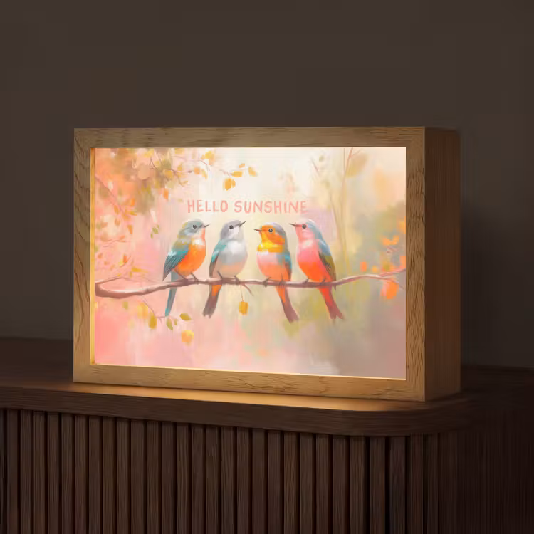 Vogels - Tak - Quote - Roze Light Box met kabel (Tafellamp) klein -z3d_website