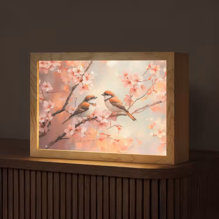 Vogels - Romantic - Bloesemtak Light Box met kabel (Tafellamp) klein -z3d_website