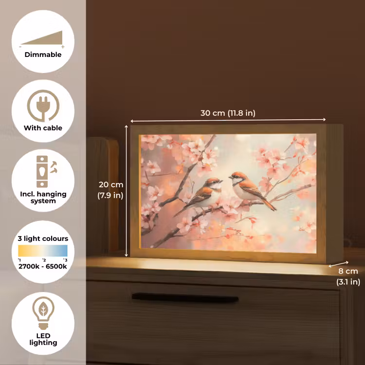Vogels - Romantic - Bloesemtak Light Box met kabel (Tafellamp) klein -USP_EN