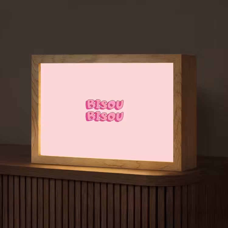 Bisou - Roze - Schaduw Light Box met kabel (Tafellamp) klein -z3d_website