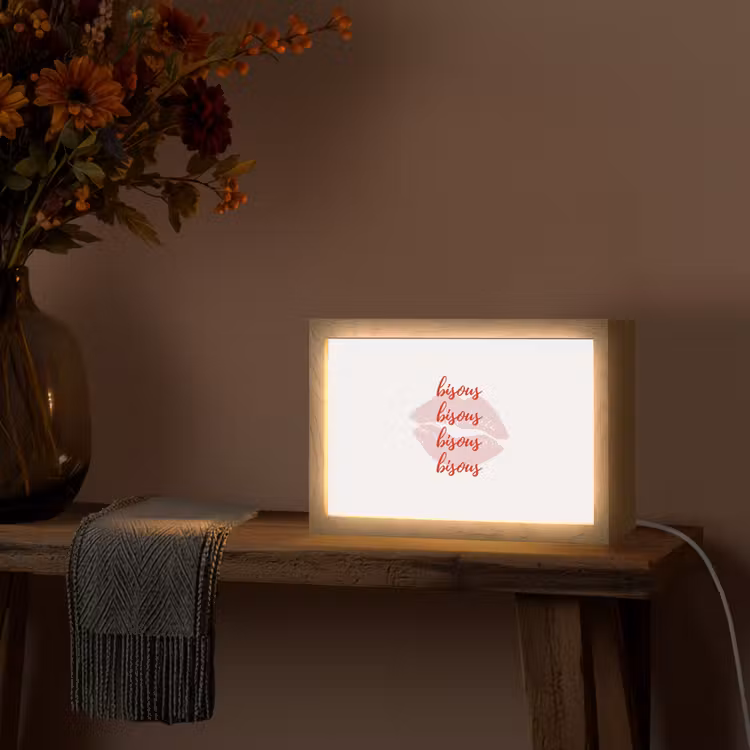 Bisous - Lip - Wit - Rood Light Box met kabel (Tafellamp) klein -sfeer4