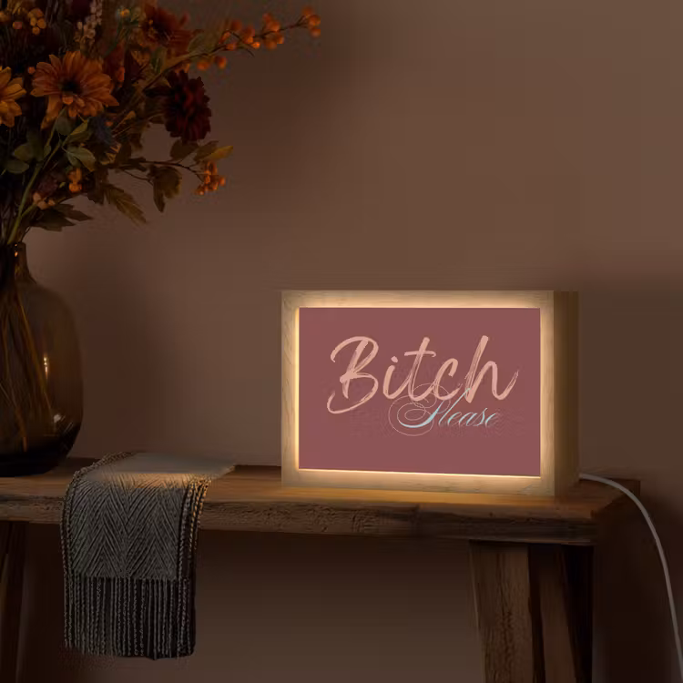 Bitch please - Rood - Blauw Light Box met kabel (Tafellamp) klein -sfeer4