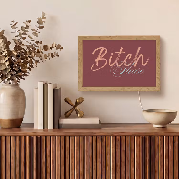 Bitch please - Rood - Blauw Light Box met kabel (Tafellamp) klein -sfeer2