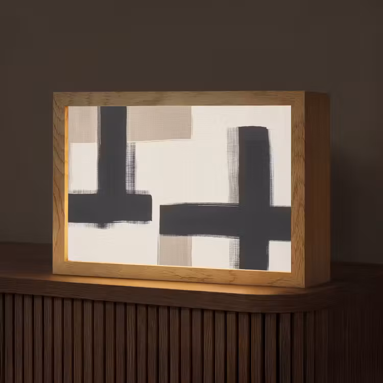 Zwart - Abstract - Japandi Light Box met kabel (Tafellamp) klein -z3d_website
