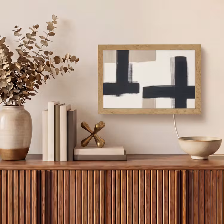 Zwart - Abstract - Japandi Light Box met kabel (Tafellamp) klein -sfeer2