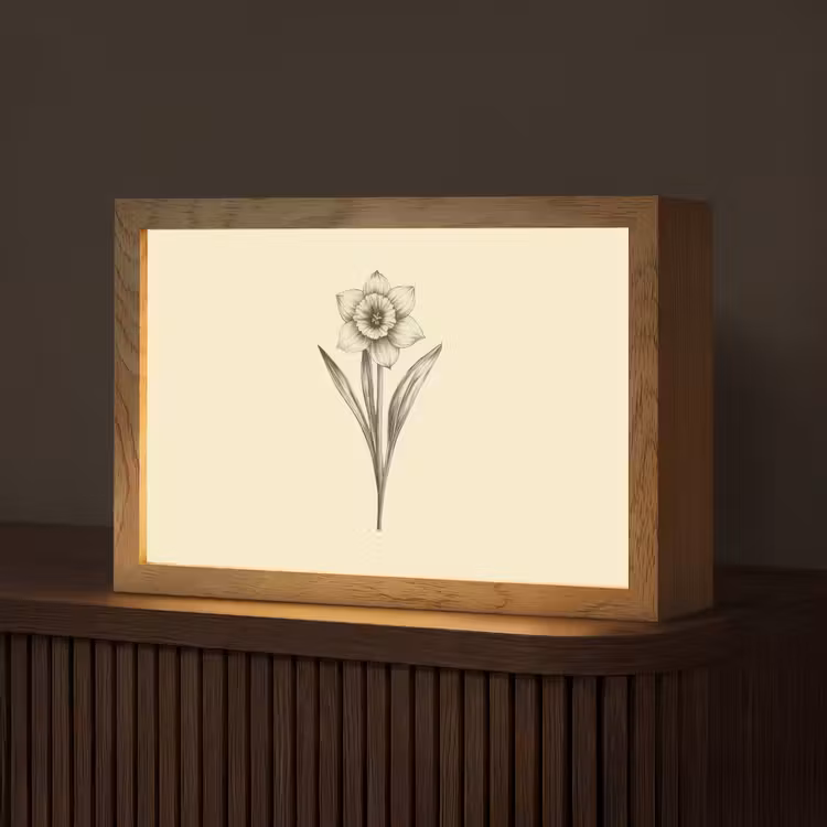 Zwart - Narcis - Illustratie Light Box met kabel (Tafellamp) klein -z3d_website