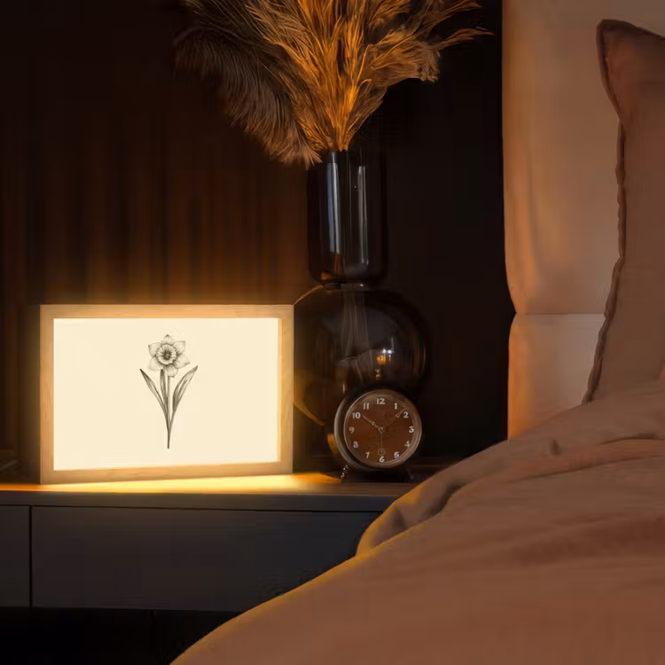 Zwart - Narcis - Illustratie Light Box met kabel (Tafellamp) klein -sfeer1