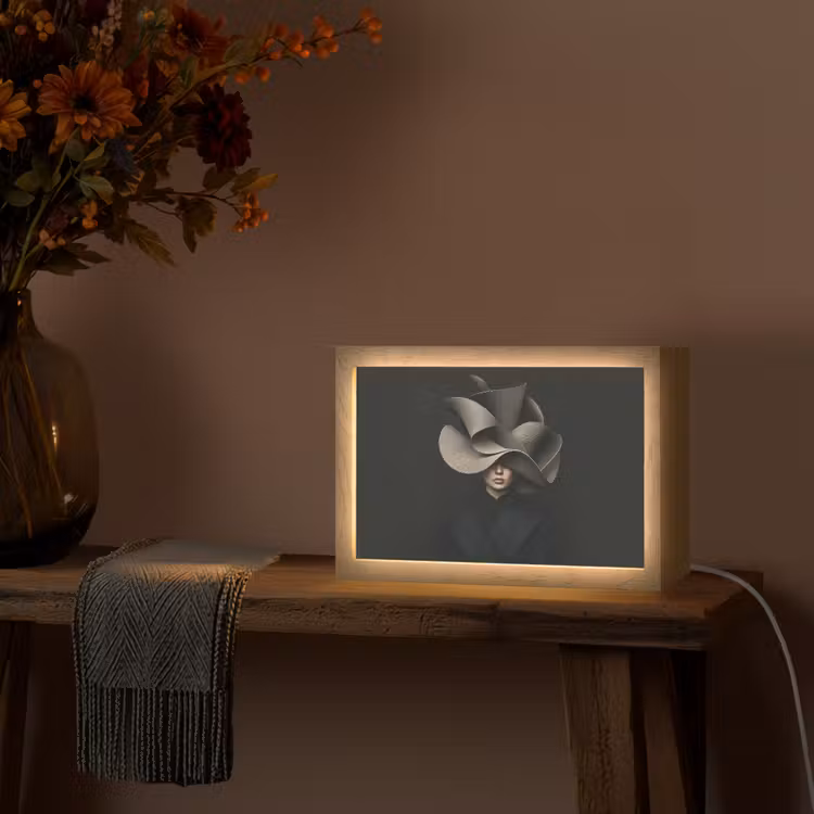 Zwarte - Hoed - Vrouw Light Box met kabel (Tafellamp) klein -sfeer4