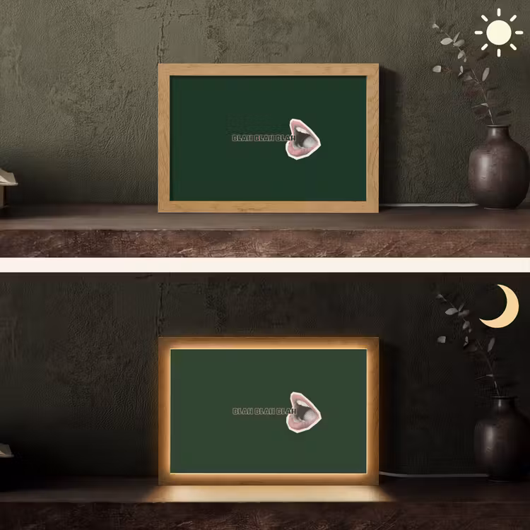 BLAH BLAH BLAH - Mond - Groen Light Box met kabel (Tafellamp) klein -sfeer3