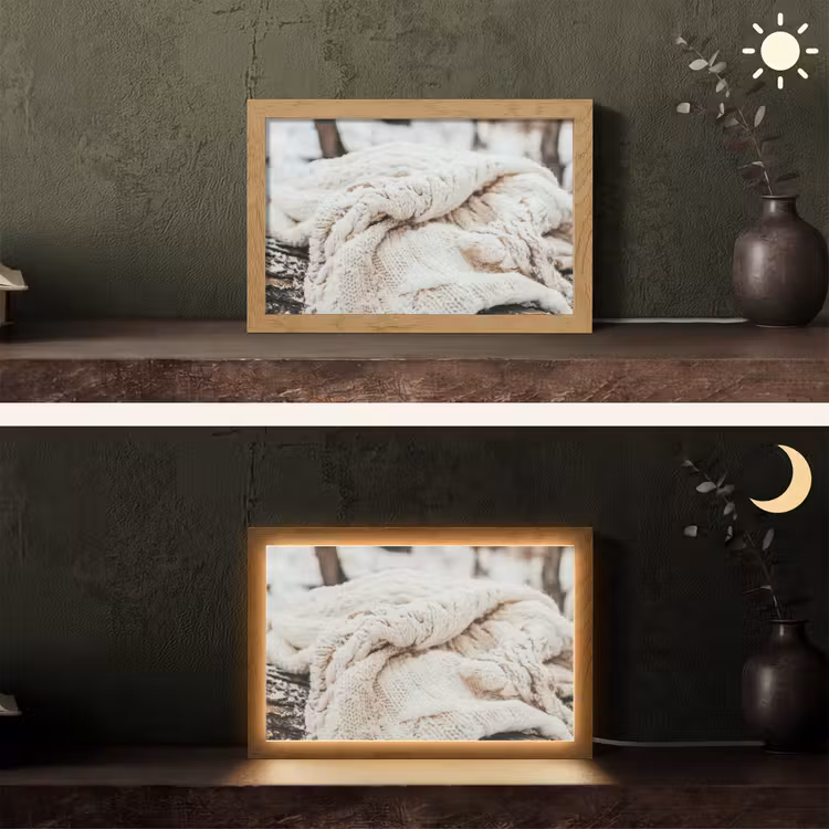 Deken - Wit - Boomstronk - Winter - Sneeuw Light Box met kabel (Tafellamp) klein -sfeer3