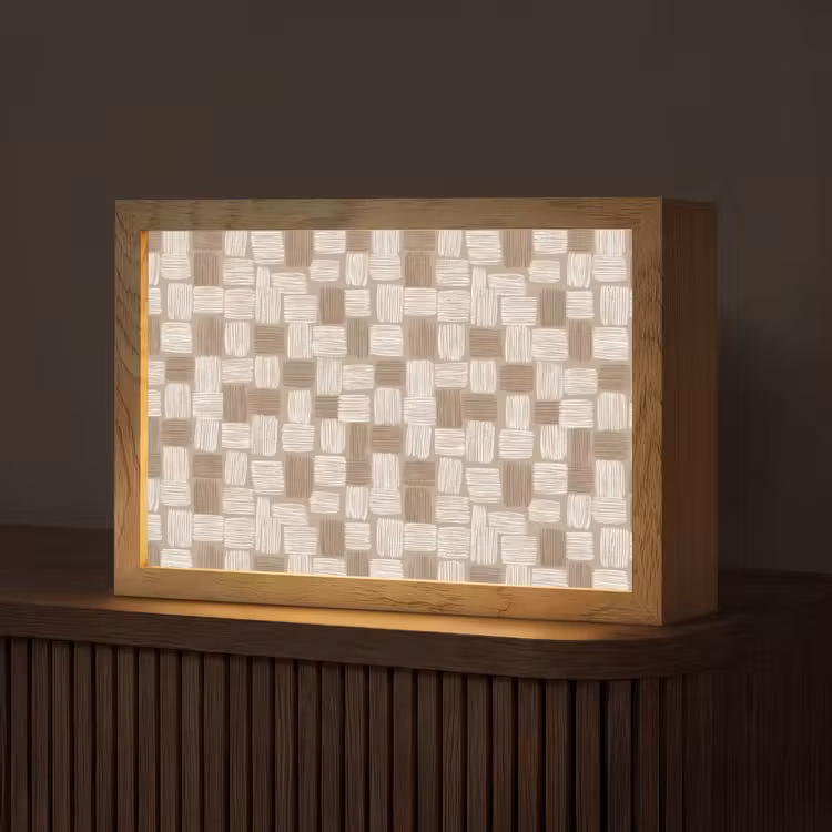 Blok - Patroon - Bruin Light Box met kabel (Tafellamp) klein 924 -z3d_website