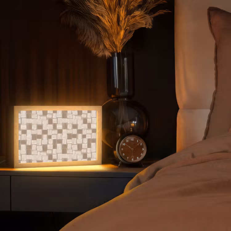 Blok - Patroon - Bruin Light Box met kabel (Tafellamp) klein 924 -sfeer1