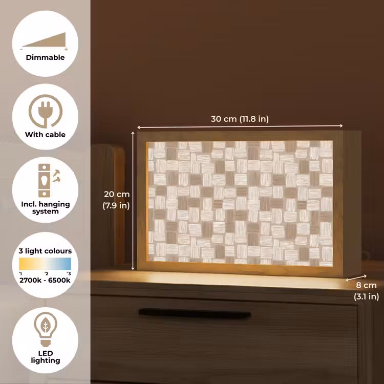 Blok - Patroon - Bruin Light Box met kabel (Tafellamp) klein 924 -USP_EN