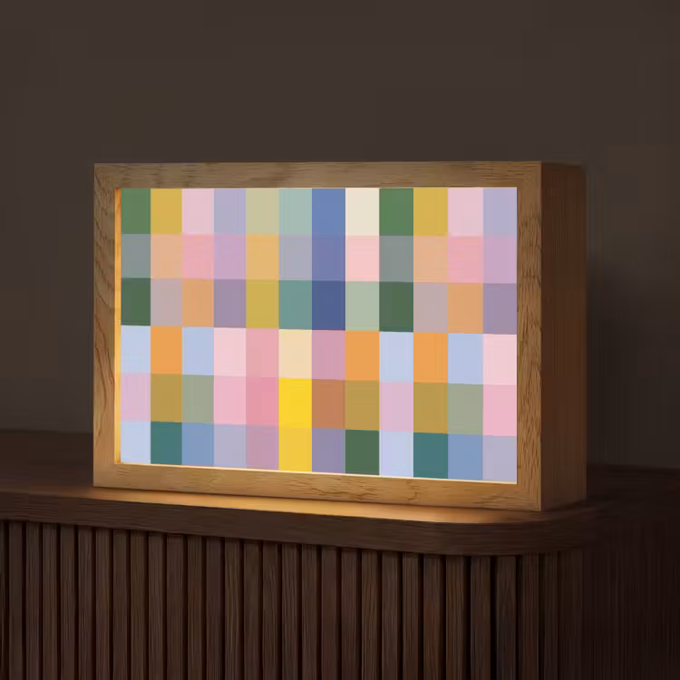 Blokken - Vierkant - Patroon - Gekleurd Light Box met kabel (Tafellamp) klein -z3d_website