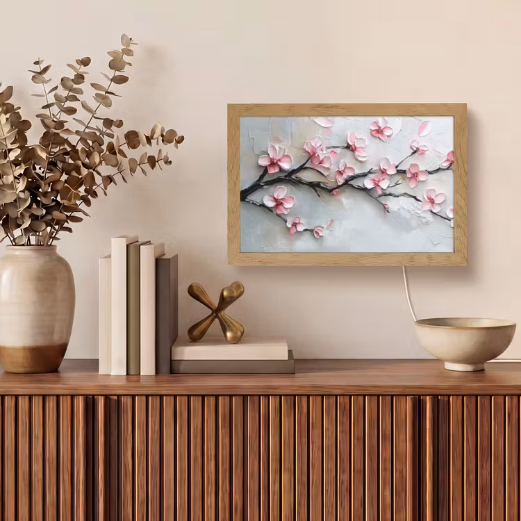 Bloesem - Kunstzinnig - Roze - Sakura Light Box met kabel (Tafellamp) klein -sfeer2