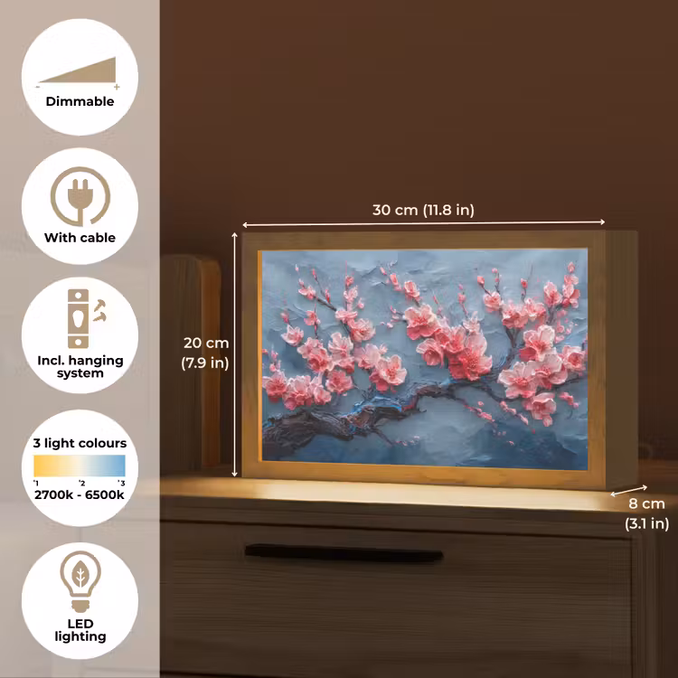 Bloesem - Bloem - Roze - Tak Light Box met kabel (Tafellamp) klein -USP_EN