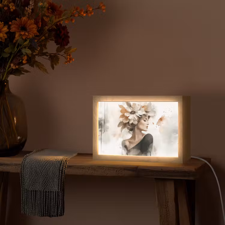 Bloesem - Portret - Gezicht Light Box met kabel (Tafellamp) klein -sfeer4