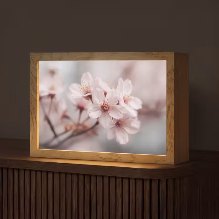 Bloesems - Meeldraden - Geel - Wazig Light Box met kabel (Tafellamp) klein -z3d_website