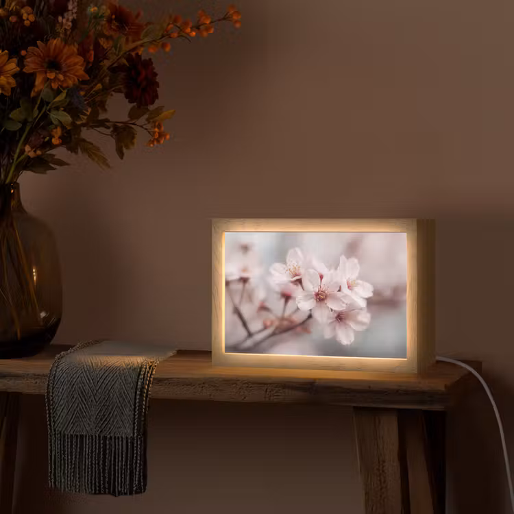 Bloesems - Meeldraden - Geel - Wazig Light Box met kabel (Tafellamp) klein -sfeer4